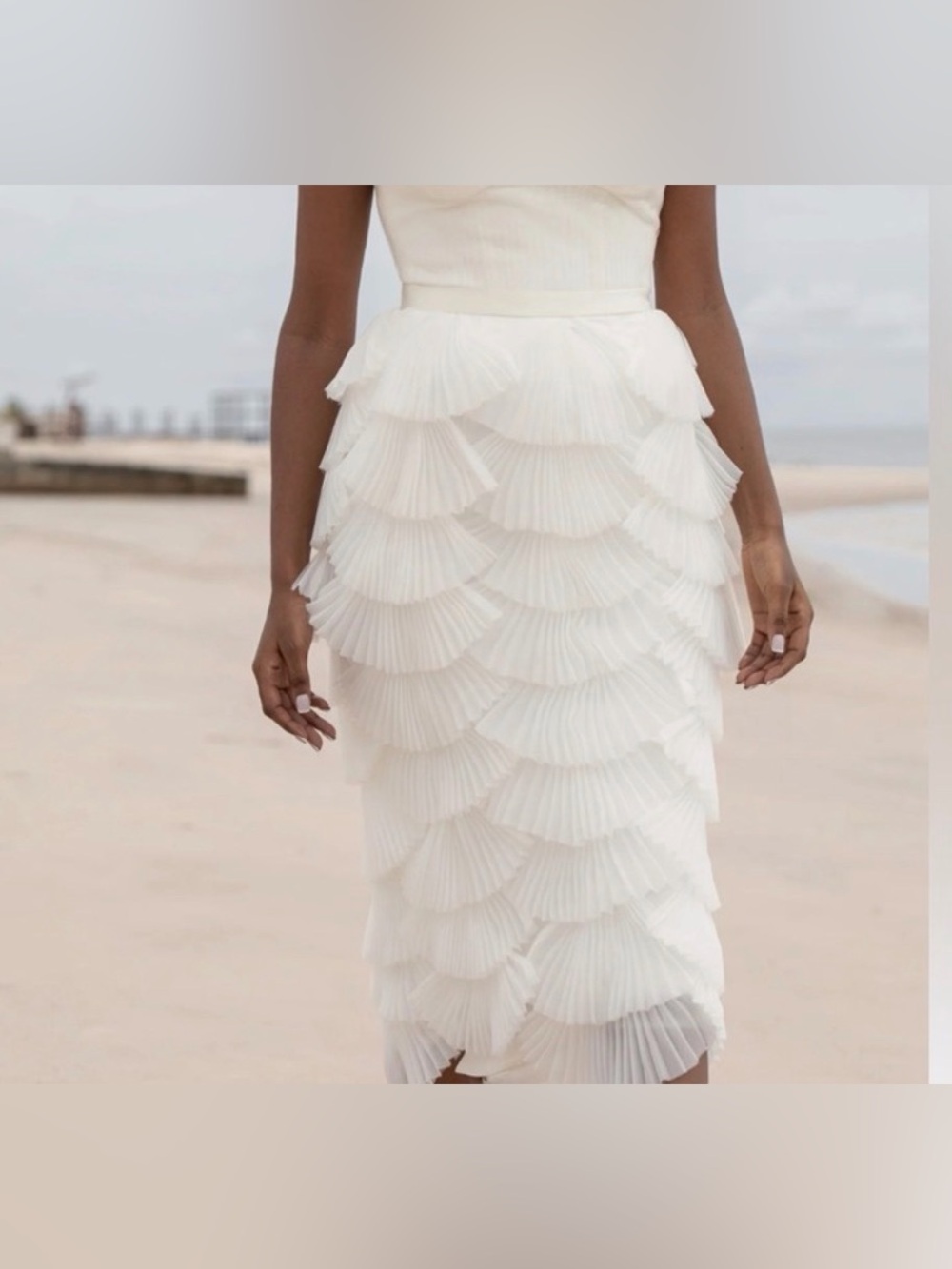 Andrea Iymah Midi Ari Bridal White  Skirt NWT Size 6